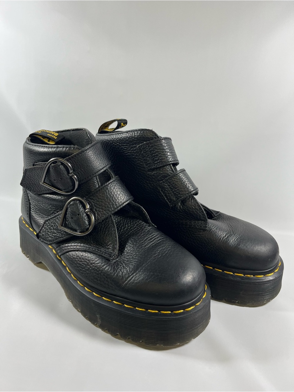 Dr. Martens Devon Heart Leather Platform Boots Black Women’s US Size 10